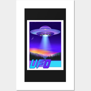 Night Road UFO with text Posters and Art
